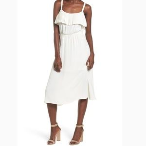 Leith - Pleated Trim flowy white Midi Dress
